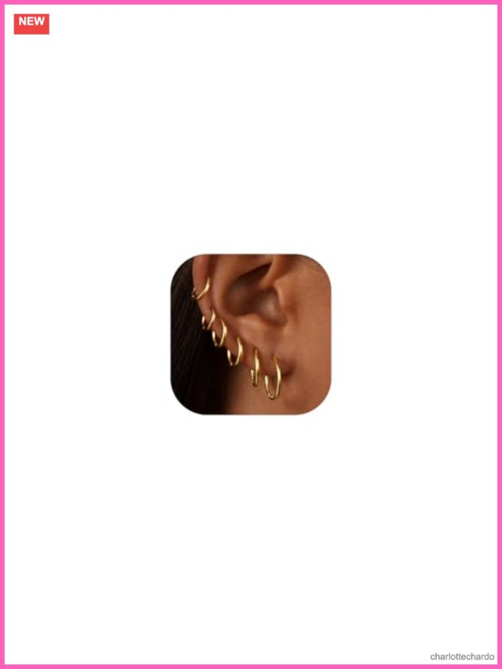 Gold Plated Hoop Earrings 6 Pair Set Hypoallergenic